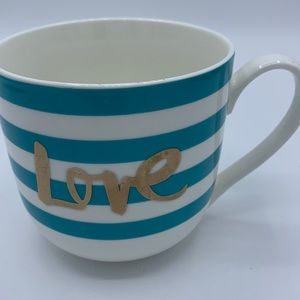 Let’s Dine Teal Striped Love Mug